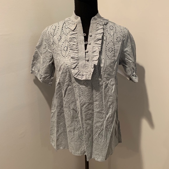 Vertigo Ruffle Front Eyelet Blouse XS - Picture 2 of 7